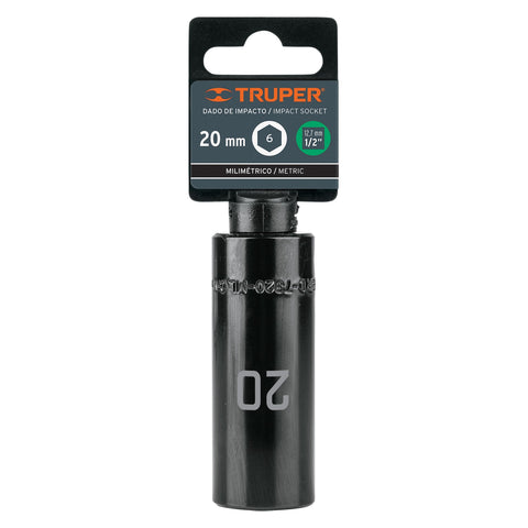 Dado largo cuadro 1/2' de impacto 6 puntas de 20 mm, Truper | D-7320-ML | 12432