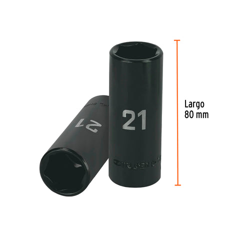 Dado largo cuadro 1/2' de impacto 6 puntas de 21 mm, Truper | D-7321-ML | 12433