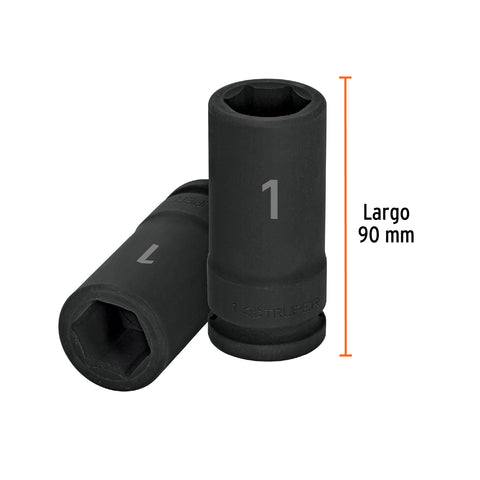 Dado largo de impacto de 1', 6 puntas, cuadro 3/4', Truper | D-7516-L | 12434