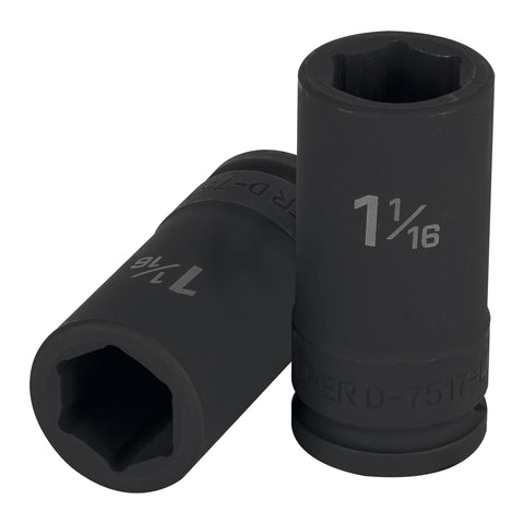 Dado largo de impacto de 1-1/16', 6 puntas, cuadro 3/4' | D-7517-L | 12435