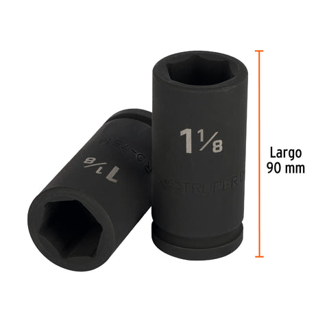 Dado largo de impacto de 1-1/8', 6 puntas, cuadro 3/4' | D-7518-L | 12436