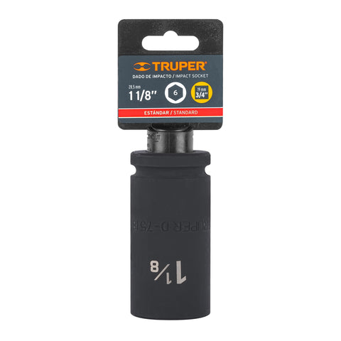 Dado largo de impacto de 1-1/8', 6 puntas, cuadro 3/4' | D-7518-L | 12436