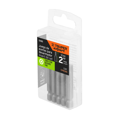 Estuche con 5 puntas torx T40 con seguro largo 2', Expert | PUDE-6240 | 12485