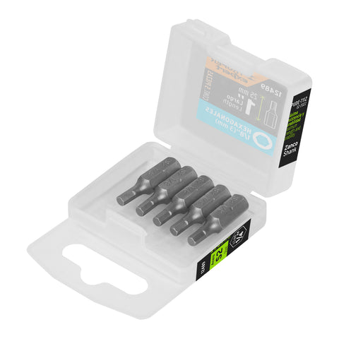 Estuche con 5 puntas hexagonales de 1/8mm largo 1', Expert | PUDE-7112 | 12489