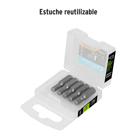 Estuche con 5 puntas hexagonales de 3/16mm largo 1', Expert | PUDE-7118 | 12492