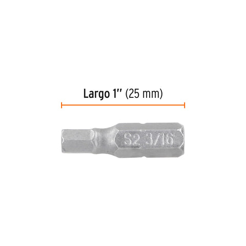 Estuche con 5 puntas hexagonales de 3/16mm largo 1', Expert | PUDE-7118 | 12492