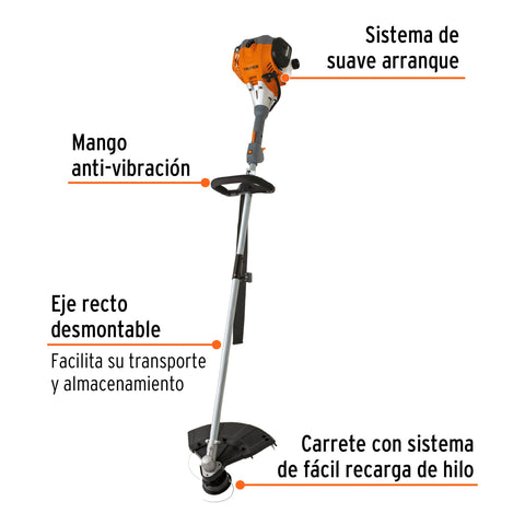 Desbrozadora a gasolina 30cc mango tipo 'D', 17'corte, recta | DES-30R | 12497