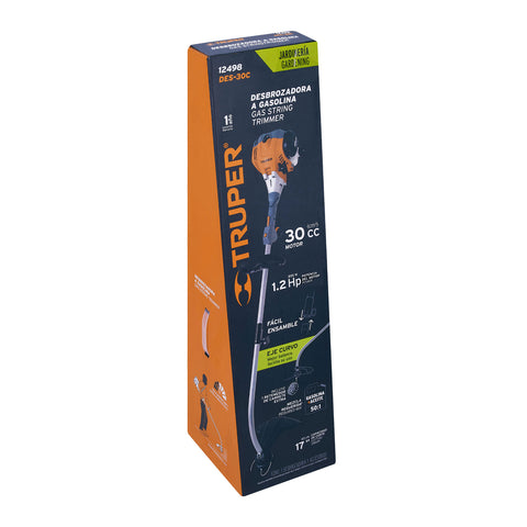 Desbrozadora a gasolina 30cc mango tipo 'D', 17'corte, curva | DES-30C | 12498