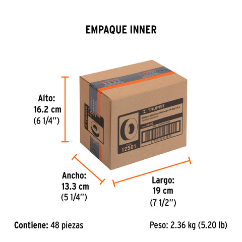 Cinta de aislar de 9 m x 19 mm, negra, Truper | M-22 | 12501
