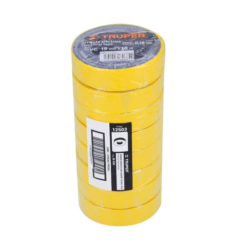 Cinta de aislar de 18 m x 19 mm, amarilla, Truper | M-33A | 12503