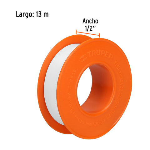 Cinta sella roscas 1/2' x 13m, uso general, TRUPER | CTF-1/2X13 | 12512