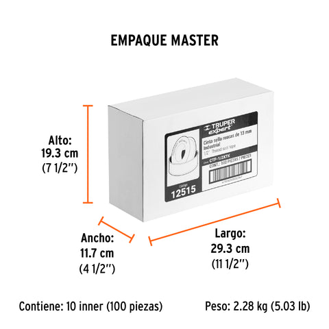 Cinta sella roscas 1/2' x 7m, Seal Pro Industrial, Expert | CTF-1/2X7X | 12515