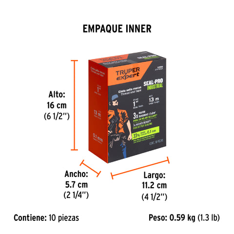 Cinta sella roscas 1' x 13m, Seal Pro Industrial, Expert | CTF-1X13X | 12518