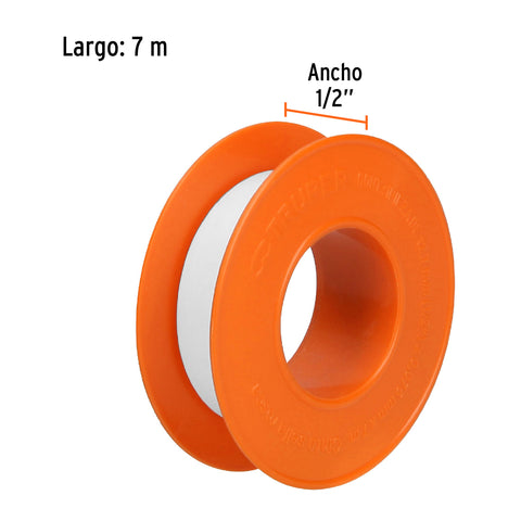 Cinta sella roscas 1/2' x 7m, uso general, TRUPER | CTF-1/2 | 12520