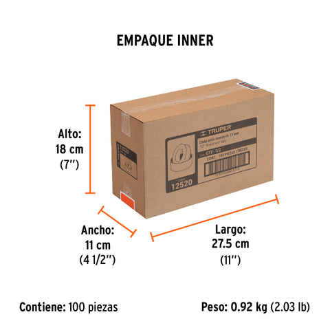 Cinta sella roscas 1/2' x 7m, uso general, TRUPER | CTF-1/2 | 12520