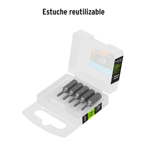Estuche con 5 puntas hexagonales de 2 mm largo 1', Expert | PUDE-7102 | 12527