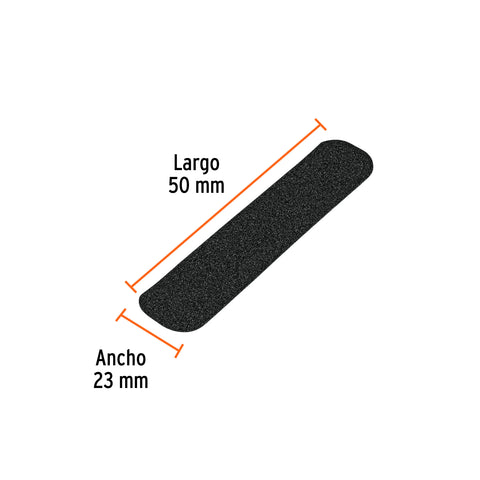 Tarjeta 6 tiras 23cm antiderrapantes negras 50mm c/abrasivo | CIA-02N | 12530