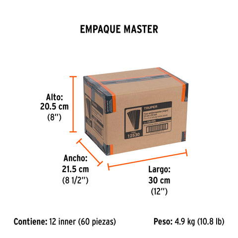 Tarjeta 6 tiras 23cm antiderrapantes negras 50mm c/abrasivo | CIA-02N | 12530