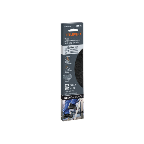 Tarjeta 6 tiras 23cm antiderrapantes negras 50mm c/abrasivo | CIA-02N | 12530