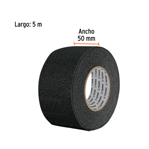 Rollo de 5 m de cinta antiderrapante negra 50mm con abrasivo | CIA-25N | 12532