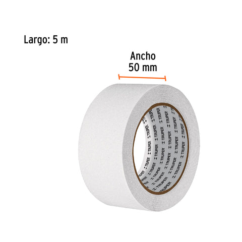 Rollo de 5m de cinta antiderrapante blanca 50mm con abrasivo | CIA-25B | 12533