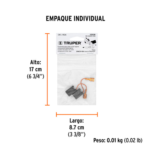 Bolsa con 2 carbones de repuesto para SINCO-10X, TRUPER | CB-SINCO-10X | 12538