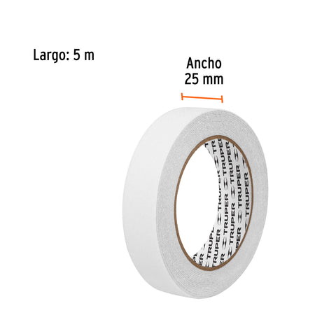 Rollo de 5m de cinta antiderrapante blanca 25mm con abrasivo | CIA-15B | 12543