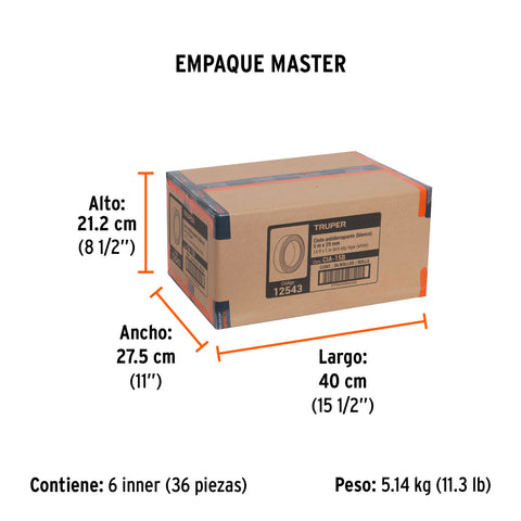 Rollo de 5m de cinta antiderrapante blanca 25mm con abrasivo | CIA-15B | 12543