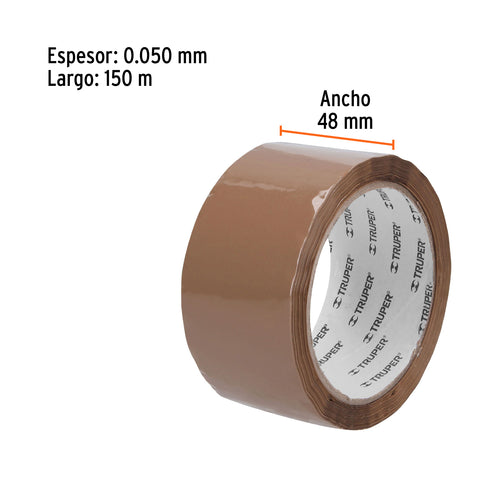 Cinta de empaque 48 mm x 50 m canela, Truper | CCA-50 | 12554