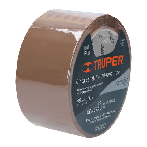 Cinta de empaque 48 mm x 50 m canela, Truper | CCA-50 | 12554