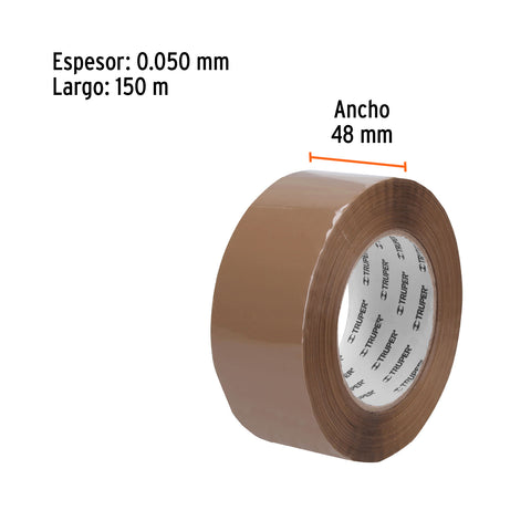 Cinta de empaque 48 mm x 150 m canela, Truper | CCA-150 | 12556
