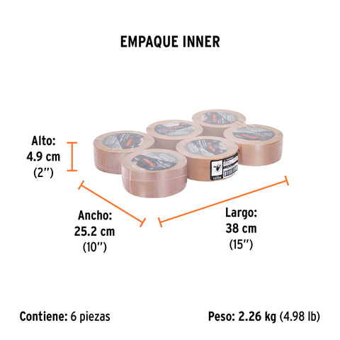 Cinta de empaque 48 mm x 150 m canela, Truper | CCA-150 | 12556