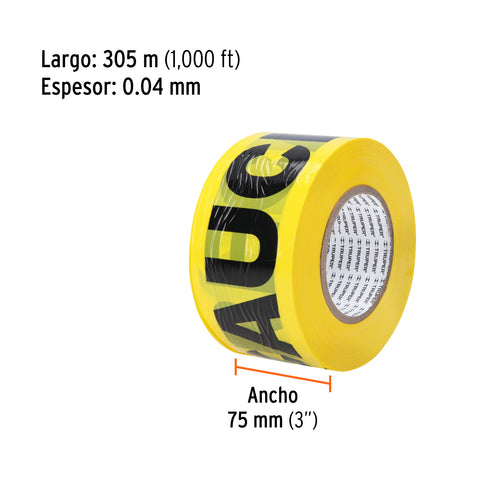 Rollo de 305 m de cinta delimitadora 'Precaución', Truper | CIDE-301 | 12583