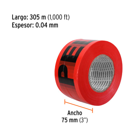 Rollo de 305 m de cinta delimitadora 'Peligro', Truper | CIDE-302 | 12585