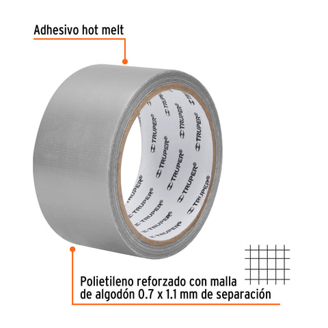 Cinta para ducto 10m x 48mm, espesor 0.19mm, Truper | CDU-10X | 12586