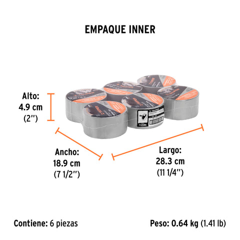 Cinta para ducto 10m x 48mm, espesor 0.19mm, Truper | CDU-10X | 12586