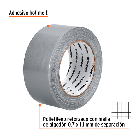 Cinta para ducto 30m x 48mm, espesor 0.19mm, Truper | CDU-30X | 12587