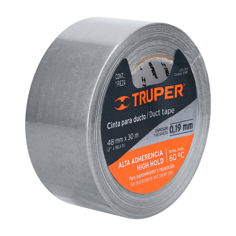 Cinta para ducto 30m x 48mm, espesor 0.19mm, Truper | CDU-30X | 12587