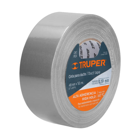 Cinta para ducto 50m x 48mm, espesor 0.19mm, Truper | CDU-50X | 12588