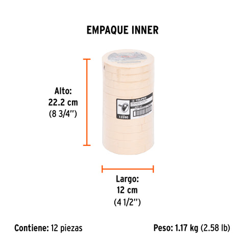 Cinta masking tape de 3/4' x 50 m, Truper | MSK-3/4 | 12590