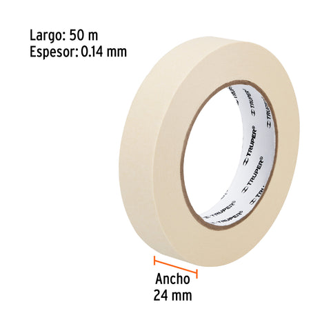 Cinta masking tape de 1' x 50 m, Truper | MSK-1 | 12591