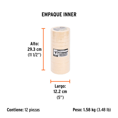 Cinta masking tape de 1' x 50 m, Truper | MSK-1 | 12591