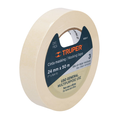 Cinta masking tape de 1' x 50 m, Truper | MSK-1 | 12591