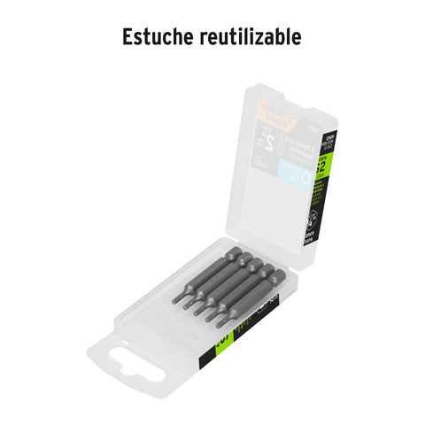 Estuche con 5 puntas hexagonales de 3/32mm largo 2', Expert | PUDE-7209 | 12609