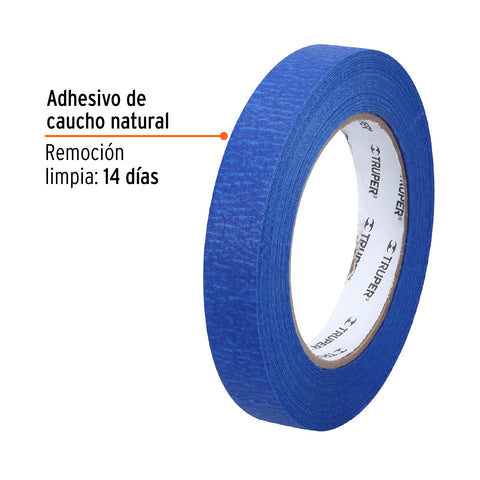 Cinta masking tape azul de 3/4' x 50 m para pintor, Truper | MSK-3/4A | 12621