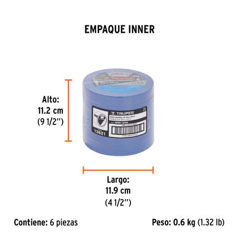 Cinta masking tape azul de 3/4' x 50 m para pintor, Truper | MSK-3/4A | 12621