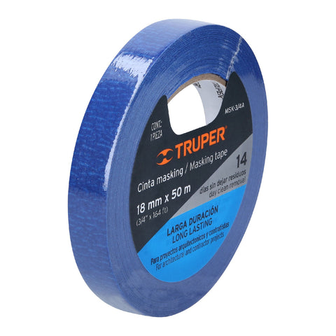 Cinta masking tape azul de 3/4' x 50 m para pintor, Truper | MSK-3/4A | 12621