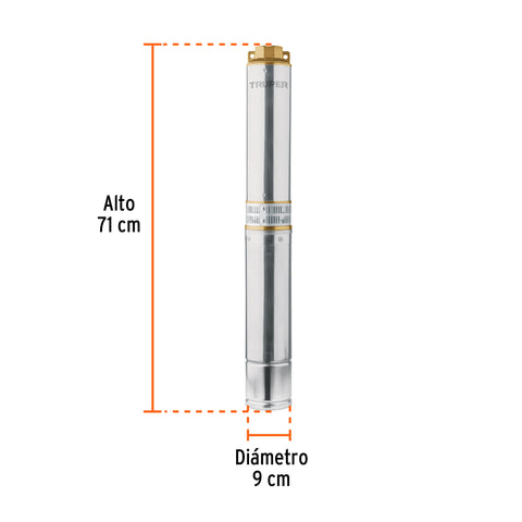 Bomba sumergible tipo bala, 1HP, uso agrícola, TRUPER | BOS-1LM | 12625