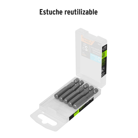 Estuche con 5 puntas hexagonales de 5/32mm largo 2', Expert | PUDE-7215 | 12628