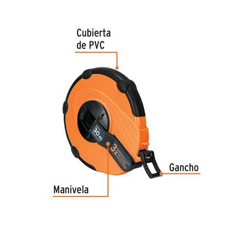 Cinta métrica larga 30m fibra de vidrio, carcasa plástica | TP30ME | 12639